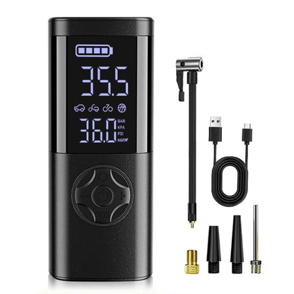 Cordless Car Tire Inflator Portable Air Compressor, 150 PSI Air Pump with Pressure Gauge, for Bicycle Bikes Motorcycles Balls